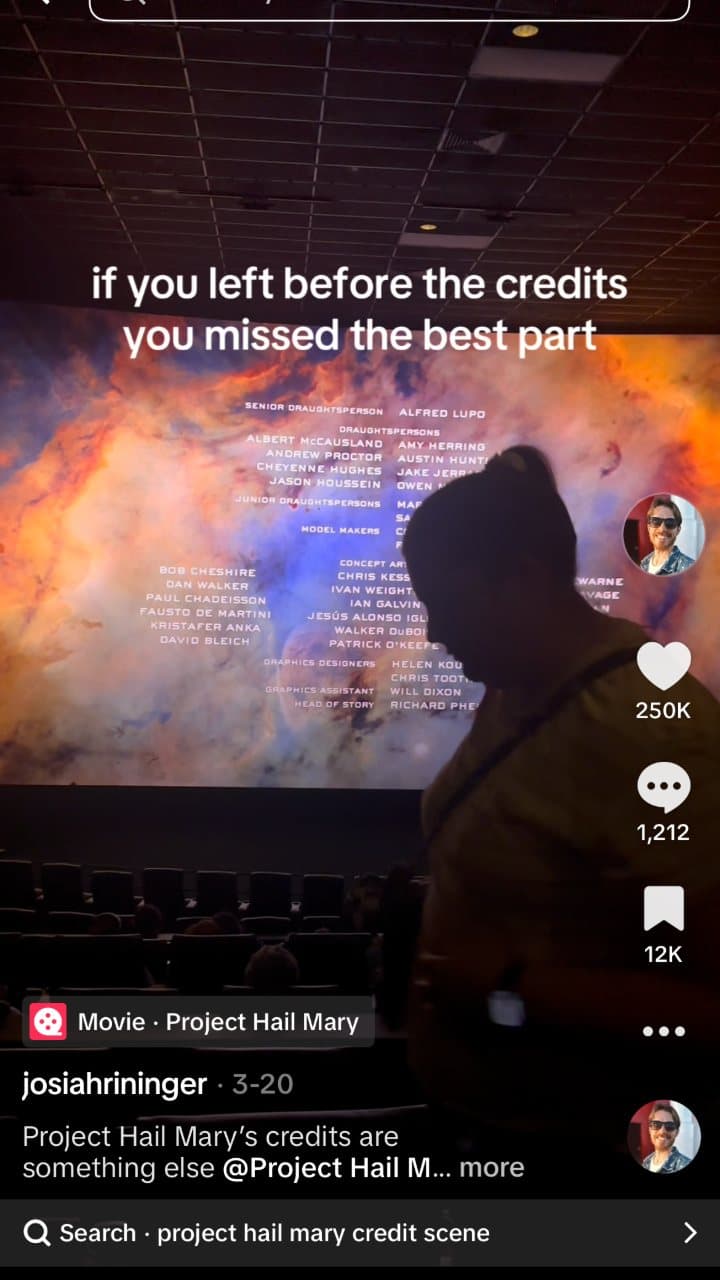 Project Hail Mary credits TikTok