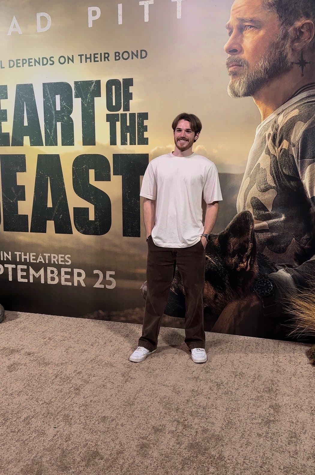 Josiah Rininger on the carpet at an advance screening in Los Angeles